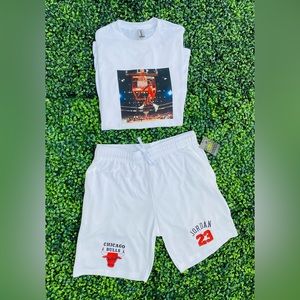 Michael Jordan shirt, and Chicago Bulls shorts set bundle (both)